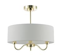 Happy Homewares Traditional Chandelier Style Semi Flush Ceiling Light Fitting in Plated Polished Gold with White Linen Shade | 3 x 7w SES | 38cm x 40cm
