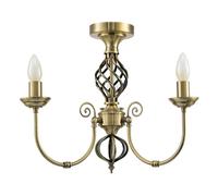 Happy Homewares Traditional Classic Antique Brass Chandelier Ceiling Light with Twisted Knot
