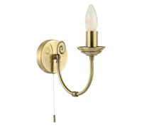 Happy Homewares Traditional Classic Antique Brass Wall Light with Spiral Finial and Looping Arm