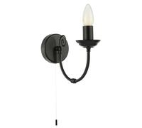 Traditional Classic Matte Black Wall Light with Spiral Finial and Looping Arm | 18cm x 10cm x 24cm | 1 x 7w E14 Candle | for Dining Room Lounge etc by Happy Homewares