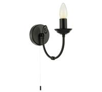 Traditional Classic Matte Black Wall Light with Spiral Finial and Looping Arm | 18cm x 10cm x 24cm | 1 x 7w E14 Candle | for Dining Room Lounge etc by Happy Homewares