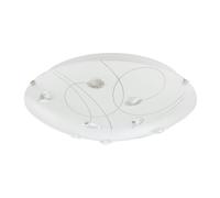 Happy Homewares Traditional Classic Opal White Glass Flush Ceiling Light with Crystal Drops