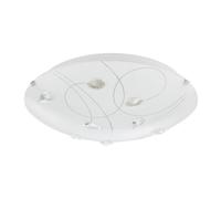 Happy Homewares Traditional Classic Opal White Glass Flush Ceiling Light with Transparent Crystal Droplets | 2 x 40w E27 | 8cm x 30cm | IP20 Rated