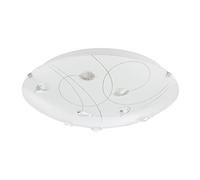 Happy Homewares Traditional Classic Opal White Glass Flush Ceiling Light with Transparent Crystal Droplets | 2 x 40w E27 | 8cm x 30cm | IP20 Rated