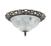 Happy Homewares Traditional & Classic Ornate Metal & Floral Glass Flush Ceiling Light Fitting in Metallic Gold Happy Homewares Metallic Gold