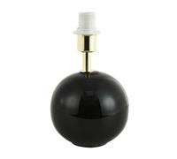 Traditional Classic Round Ceramic Table Lamp Base in Black Gloss Finish | Gold Plated Lamp Holder and Stem | 21cm x 13cm by Happy Homewares