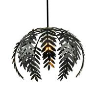 Traditional Fern Leaf Designed Easy Fit Ceiling Pendant Light Shade in Black Gloss Finish | 28cm Diameter by Happy Homewares
