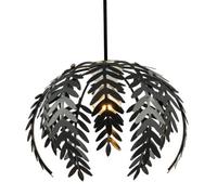 Happy Homewares Traditional Fern Leaf Design Ceiling Pendant Light Shade In Black Gloss Finish