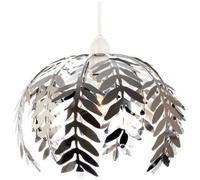 Happy Homewares Traditional Fern Leaf Design Ceiling Pendant Light Shade In Silver Chrome Finish