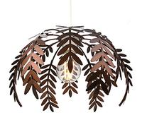 Traditional Fern Leaf Designed Easy Fit Ceiling Pendant Light Shade in Stylish Bronze Finish | 28cm Diameter | 60w Maximum by Happy Homewares