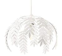 Happy Homewares Traditional Fern Leaf Designed Easy Fit Ceiling Pendant Light Shade in White Gloss Finish | 28cm Diameter | 60w Maximum