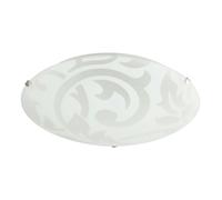 Happy Homewares Traditional Frosted White Floral Circular Glass IP20 Flush Ceiling Light Fitting