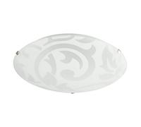 Happy Homewares Traditional Frosted White Floral Circular Glass IP20 Flush Ceiling Light Fitting | 8cm x 30cm |for Lounge, Hallway. Kitchen, Dining Room etc
