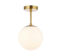 Happy Homewares Traditional Glass Globe IP44 Bathroom Ceiling Light Fixture in Brushed Gold