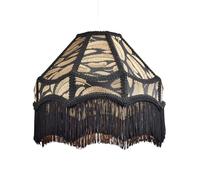 Happy Homewares Traditional Handmade Victorian Empire Lamp Shade in Black Jacquard Cloth with Gold Leaves and Embroidered Trims | 30cm x 19cm | for Pendant or Lamp Base