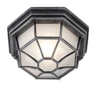 Happy Homewares Traditional Hexagonal Die-Cast Aluminium Flush Ceiling Porch Light in Silver Happy Homewares Silver