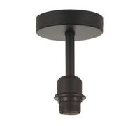 Happy Homewares Traditional Matt Jet Black Ceiling Light Fitting for Industrial Style Light Bulbs | 12cm x 17cm | Suitable for Lamp Shades with E27 Lamp Holder