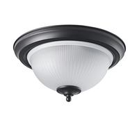 Happy Homewares Traditional Matt Black IP44 Bathroom Ceiling Light Fitting with Frosted Glass