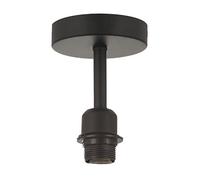 Happy Homewares Traditional Matt Jet Black Ceiling Light Fitting for Industrial Style Light Bulbs | 12cm x 17cm | Suitable for Lamp Shades with E27 Lamp Holder
