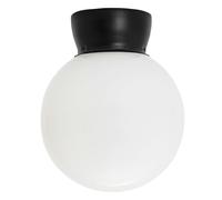 Traditional Matte Black and Opal White Glass Globe IP44 Bathroom Ceiling Light Fitting | 23cm x 18cm by Happy Homewares