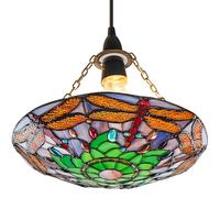 Happy Homewares Traditional Multi-Coloured Dragonfly Tiffany Glass Pendant Shade