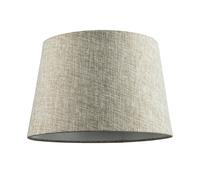 Traditional Natural Textured Linen Fabric Drum Lamp Shade in Taupe Brown | 30cm x 20cm x 25cm | for Lamp Base or Hanging Pendant by Happy Homewares