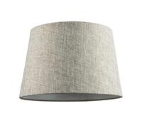 Happy Homewares Traditional Natural Textured Linen Fabric Drum Lamp Shade in Taupe Brown | 30cm x 20cm x 25cm | for Lamp Base or Hanging Pendant