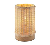Happy Homewares Traditional Natural Woven Rattan Table Lamp with Rubber Wood Base