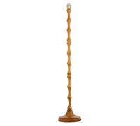 Happy Homewares Traditional Oak Wood Standing Floor Lamp Base with Unique Reeded Bamboo Pole Design | 133cm x 25cm | Brushed Satin Gold Plated Cup