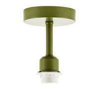 Happy Homewares Traditional Olive Green Ceiling Light Fitting for Industrial Style Light Bulbs | 12cm x 17cm | Suitable for Lamp Shades with E27 Lamp Holder