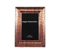 Happy Homewares Traditional Ornate Brushed Copper Metal 4x6 Picture Frame with Subtle Floral Decoration | for Wall or Table