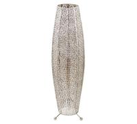 Happy Homewares Traditional & Ornate Floral Moroccan Metal Floor Lamp in Silver Happy Homewares Silver