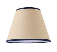 Happy Homewares Traditional Rattan Tweed Lamp Shade with Navy Blue Cotton Fabric Trims