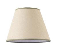 Traditional Rattan Tweed Lamp Shade with Olive Green Cotton Fabric Trims | 25cm x 19cm | for Ceiling Pendant or Table Lamp Base by Happy Homewares