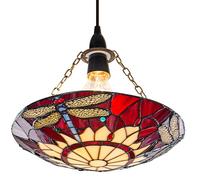Traditional Red Dragonfly Tiffany Glass Easy Fit Pendant Shade by Happy Homewares
