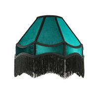 Happy Homewares Traditional Victorian Empire 40cm Lamp Shade in Dark Emerald Velvet with Tassels