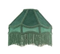 Handmade Victorian Empire Pendant Lamp Shade in Soft Forest Green Velvet with Embroidered Trims and Tassels | 30cm x 19cm | for Pendant Floor or Table Lamp by Happy Homewares