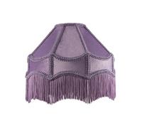 Handmade Victorian Empire Pendant Lamp Shade in Soft Lilac Velvet with Embroidered Trims and Tassels | 30cm x 19cm | for Pendant Floor or Table Lamp by Happy Homewares