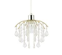 Traditional Waterfall Pendant Shade with Clear Acrylic Droplets and Gold Frame, Gold