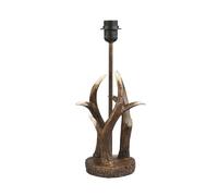 Happy Homewares Traditionally Designed Antler Resin Table Lamp Base in a Rustic Bronze Finish with Mini Tree Trunk Round Base | 1 x E27 | 41cm Height