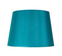 Traditionally Designed Medium 10" Lamp Shade in Teal Faux Silk Fabric | 60w Max | 25cm Bottom Diameter by Happy Homewares