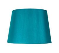 Traditionally Designed Medium 12" Lamp Shade in Teal Faux Silk Fabric | 60w Max | 30cm Bottom Diameter by Happy Homewares