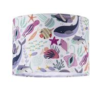 Underwater Designed Fabric Lamp Shade with Whales Turtles Tropical Fish Octopuses Starfish | Ideal for Nurseries Childrens Bedrooms and Playrooms by Happy Homewares