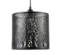 Happy Homewares Unique And Beautiful Matte Black Metal Forest Design Pendant Shade