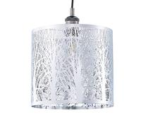 Happy Homewares Unique and Beautiful Polished Chrome Metal Forest Design Ceiling Pendant Shade When Lit The Light Escapes Through The Gaps and Casts The Forest Against The Walls and Ceiling