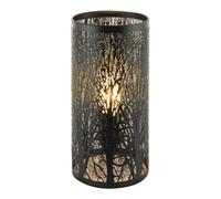 Happy Homewares Unique And Modern Matte Black Metal Forest Design Table Lamp With Cable Switch