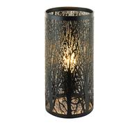 Happy Homewares Unique and Beautiful Matte Black Metal Forest Design Table Lamp | The Light Escapes Through The Gaps and Casts The Forest Against The Table