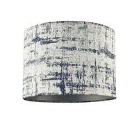 Unique Navy Blue and Silver Camouflage Jacquard Fabric Drum Lamp Shade | 18cm x 25cm | Silver Satin Fabric Inner Lining by Happy Homewares