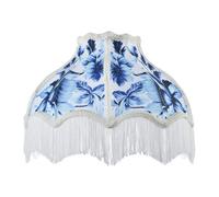 Happy Homewares Vibrant Blue Floral Handmade Victorian Lamp Shade With White Trims