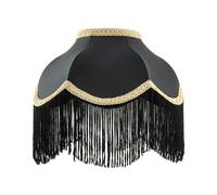 Happy Homewares Victorian Designed Empire Lampshade in Black Faux Silk with Gold Trims